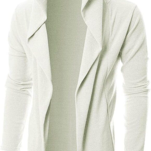 Men's Long Hooded Shawl Cardigan Open Front Gothic Cloak with Drape Design Shawl